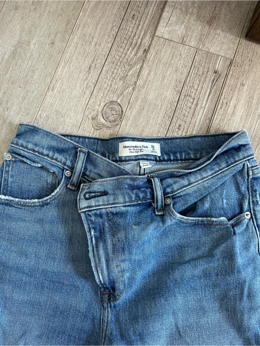 Abercrombie & Fitch Medium Blue Denim Jeans Cross Waist Curvy Love